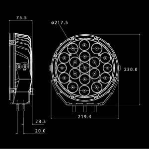 Raptor 120 LED Driving Light Diagram